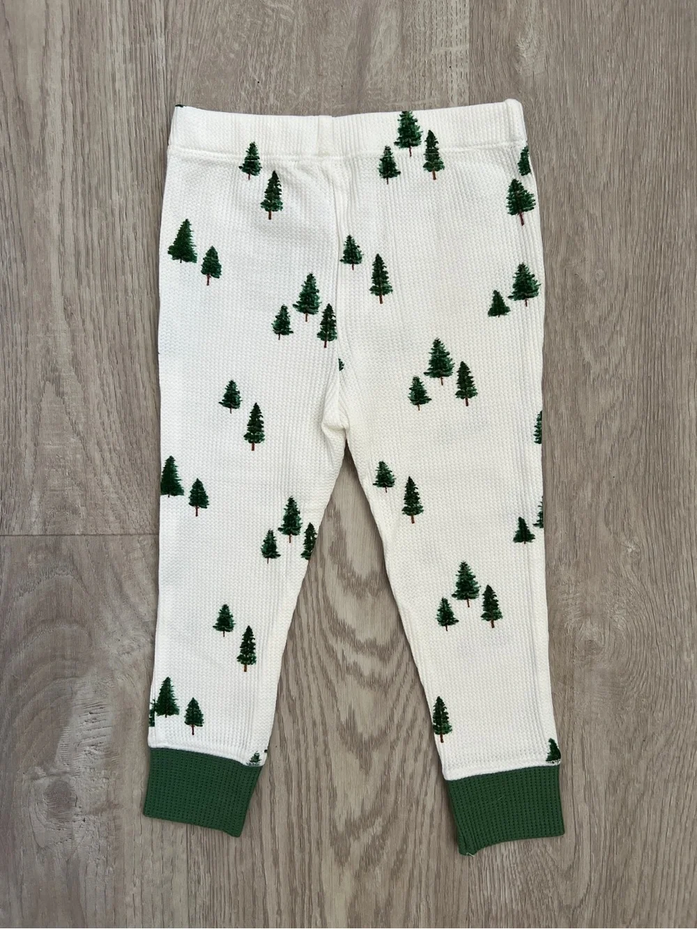 Angel Dear Loungewear Set Boys 18-24M Ivory Tiny Forest Christmas Waffle Knit